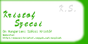 kristof szecsi business card